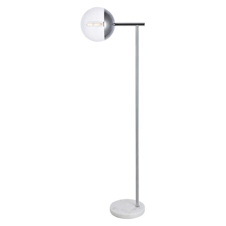Living District Eclipse 1 Light Chrome Floor Lamp with Clear Glass